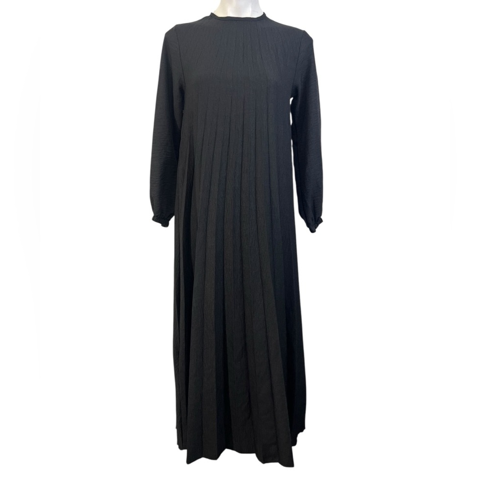 Tablo dress Small black‎ long sleeve accordion pleated maxi modest casual - Picture 2 of 6